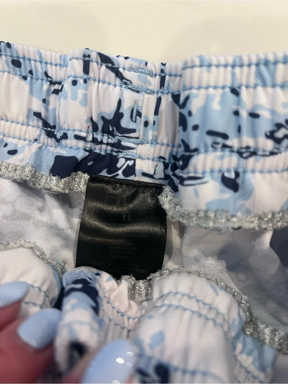 Huk Navy and Light Blue Splash Swim Shorts